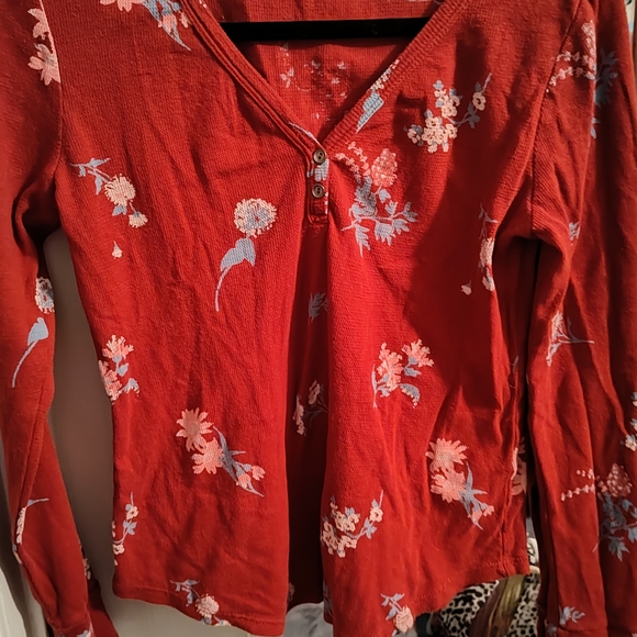 Lucky Brand Tops - Lucky Brand Red Floral Long Sleeve Tee